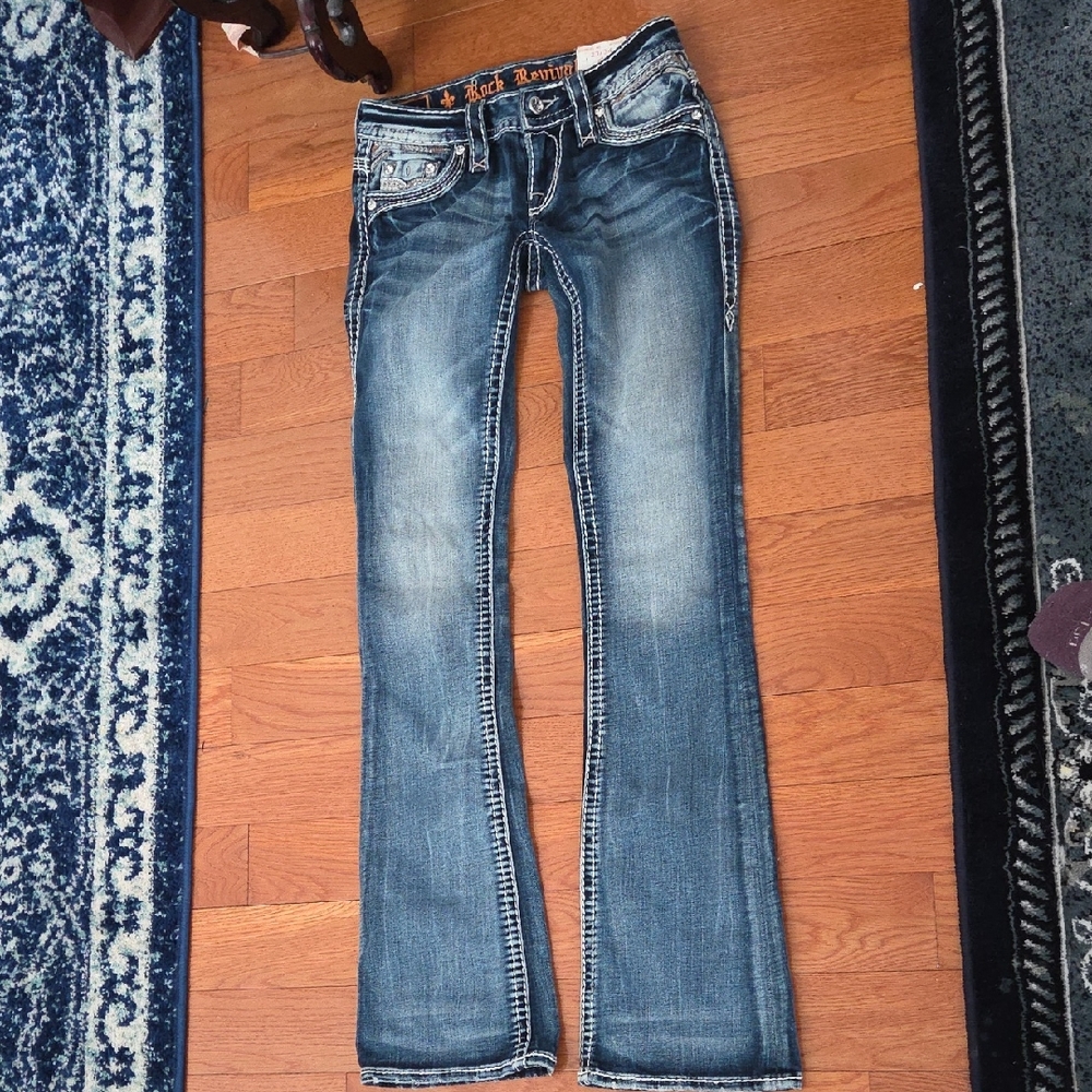 Rock Revival Dark Blue Boot Cut Jeans 23 New W Tags. Never Worn.